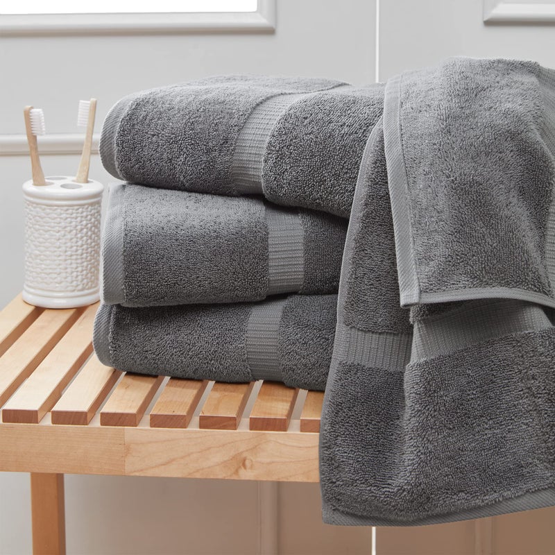 Towel Bazaar Premium Cotton Super Soft and Absorbent Turkish Towels (4-Piece Bath Towels, Gray) - Image 4